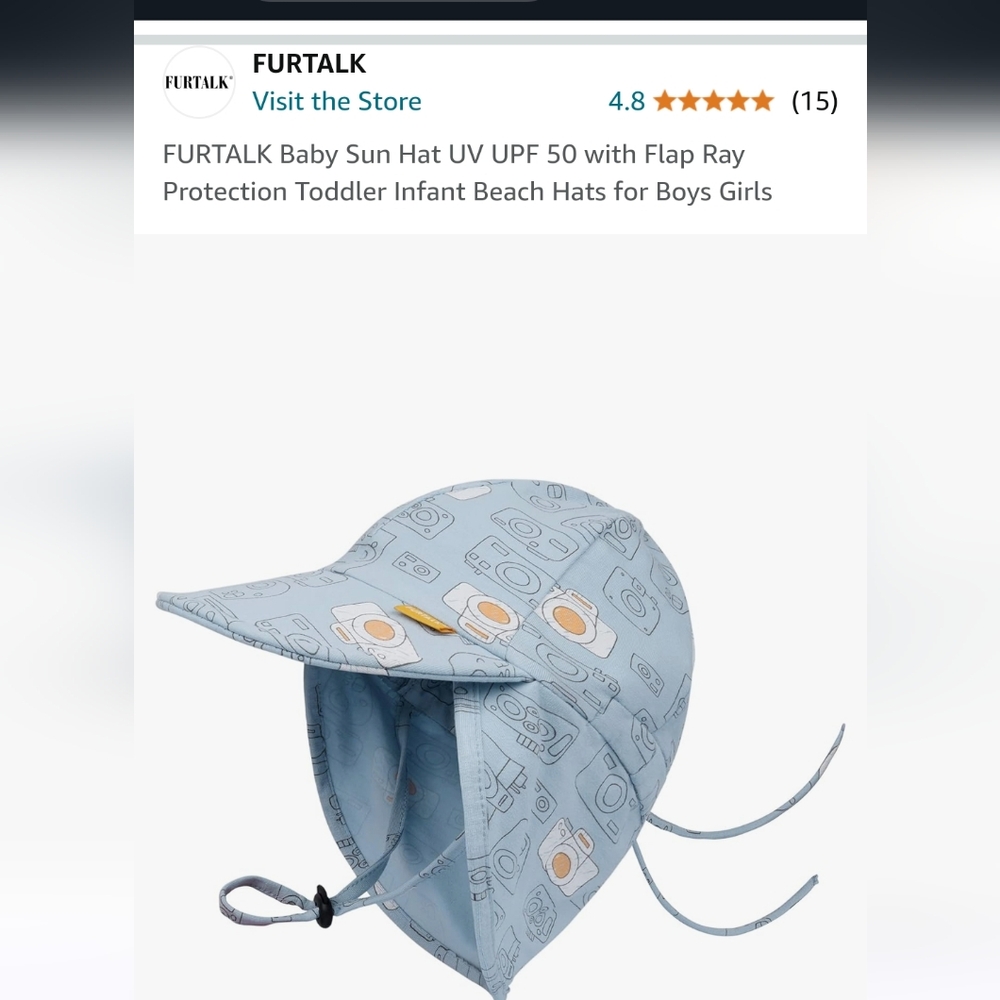 Baby spf 50 sun hat with neck flap 6-24 months